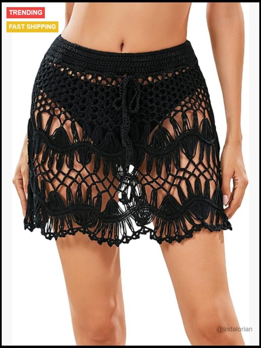 Tie Waist Crochet Beach Cover Up Skirt
